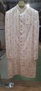 Mens Cream Wedding Sherwani Suit