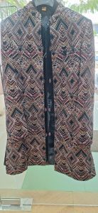 Mens Red &AMP; Black Velvet Indo Western Suit