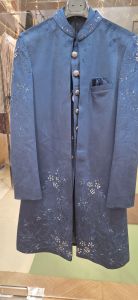 Mens Royal Blue Velvet Indo Western Wedding Suit