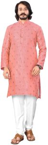 Mens Embroidered Tussar Silk Kurta Pajama