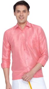 Mens Plain Pure Tussar Silk Shirt