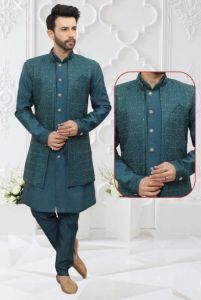 Mens Wedding Wear Tussar Silk Kurta Pajama