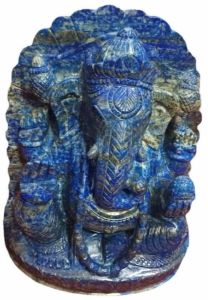 Gemstone Blue Sapphire Ganesh Statue