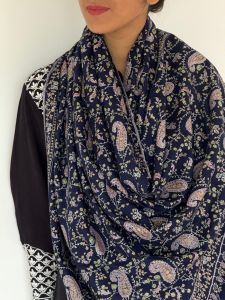 Navy Blue Printed Keffiyeh Scarf