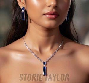 Blue Crystal Pendant Set