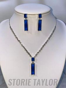 Blue Crystal Pendant Set
