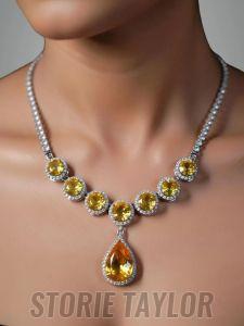 Gold Crystal Pendant Set