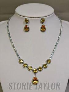Gold Crystal Pendant Set