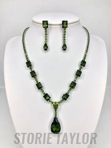 Green Crystal Pendant Set