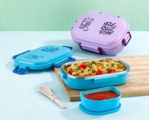 Multicolor 850 Ml Stainless Steel Plastic Insulated Lunch Box