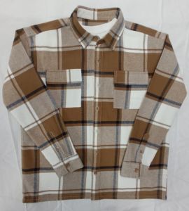 Boys Brown and White Cotton Big Check Shirt