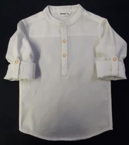 Boys Cream Casual Wear Cotton Kurta Shirt
