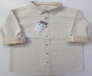 Boys Cream Soft Cotton Plain Shirt