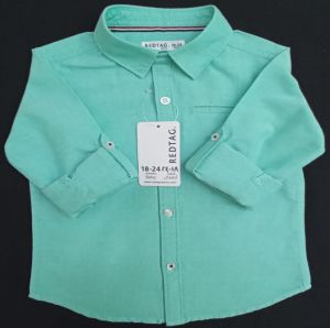 Boys Light Green Plain Cotton Shirt