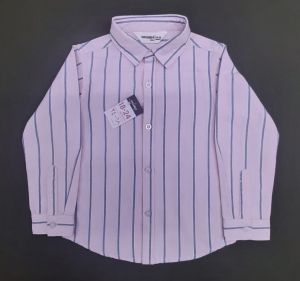 Boys Light Pink Cotton Striped Shirt