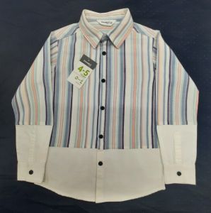 Boys Multicolor Cotton Striped Shirt