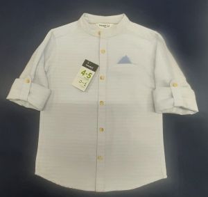 Boys Off White Cotton Kurta Shirt