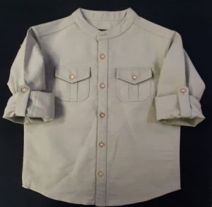 Boys Premium Grey Plain Cotton Shirt