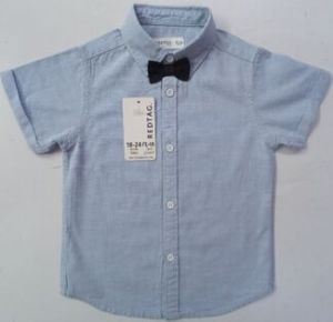 Boys Sky Blue Plain Cotton Shirt
