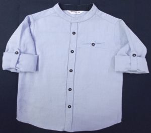 Boys Sky Blue Plain Cotton Shirt
