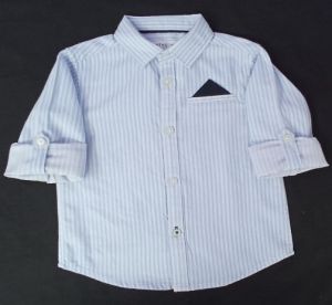 Boys Sky Blue Soft Cotton Striped Shirt