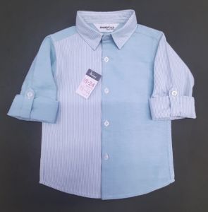 Boys Sky Blue Soft Cotton Striped Shirt