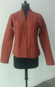 Ladies Brown Cotton Quilted Jacket