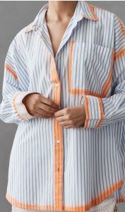 Ladies Cotton White Striped Oversized Shirt