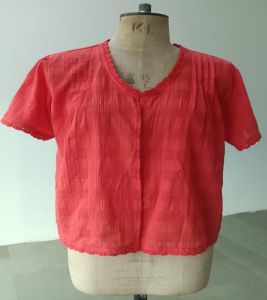 Ladies Orange Cotton V Neck Crop Top