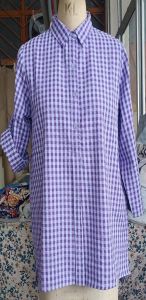 Ladies Purple Check Cotton Kurti
