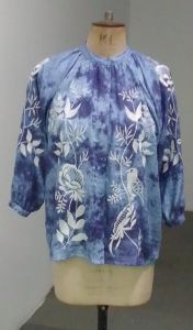 Ladies Round Neck Tie Dye Print Cotton Short Kurti