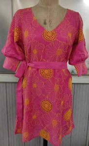 Party Wear V Neck Pink Cotton Printed Top