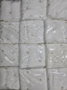 Natural White Crepe Butta Embroidery Fabric