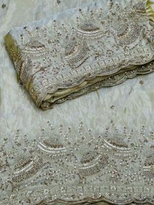 Pure Viscose Shimmer Dyeable Dana Handwork Embroidery Fabric
