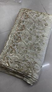 Pure Viscose Shimmer Dyeable Dana Handwork Embroidery Fabric