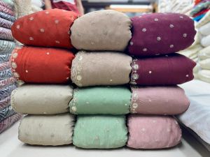 Rangoli Crush Allover Zari Butta Embroidery Fabric