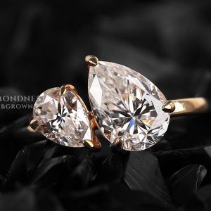 Double Pear Cut Two Stone Diamond Engagement Ring