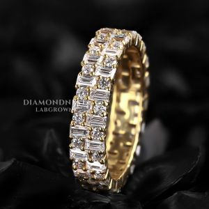 Full Eternity Wedding Band Alternating Diamond Gold Ring