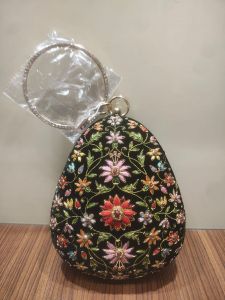 Drop Shape Embroidered Clutch Bag
