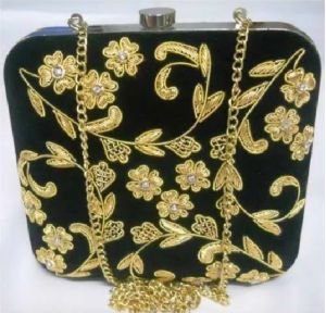 Semi Precious Stone Embroidered Clutch Bag