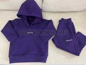 Purple Solid Men Hoodie with Track Pant
