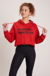 Red Women Crop Hoodie
