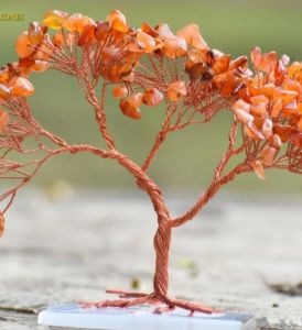 Carnelian Gemstone Tree with Square Base
