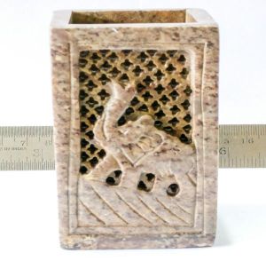 Elephant Carving Square Soapstone Carved Box