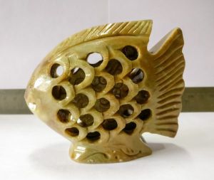 Handcrafted Fish Inside Fish Soapstone Sculpture