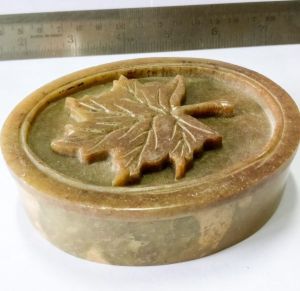 Handcrafted Maple Leaf Soapstone Trinket Box