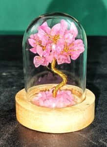 Rose Quartz Crystal Wish Tree in Glass Bell Jar