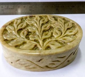 Vintage Hand Carved Soapstone Trinket Box