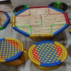 Bamboo Stool Table Set