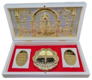 Brass Laxmi Ganesh Charan Paduka With Base Plate